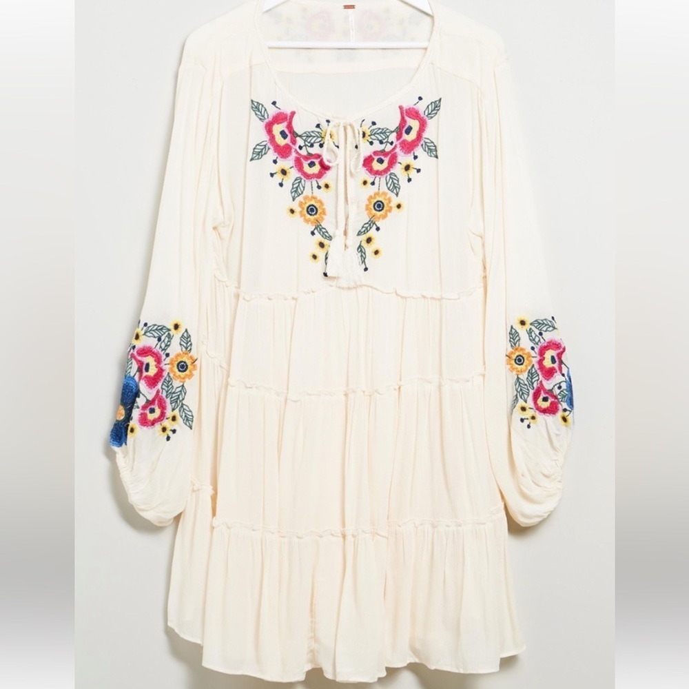 Free People Ecru Gauze Spell on You Mini Dress - Picture 2 of 11